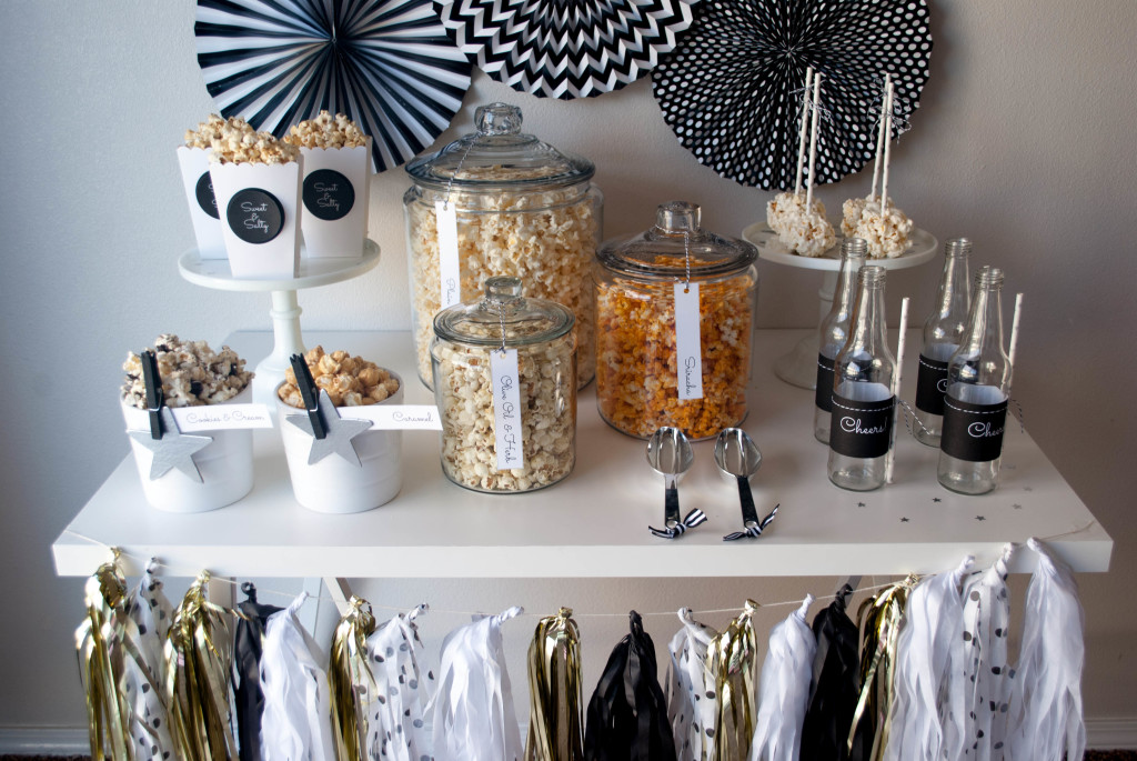 The Oscar Party} Popcorn Bar Ideas - TWINKLE TWINKLE LITTLE PARTY