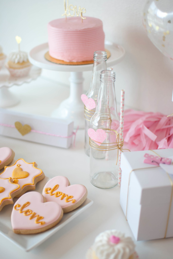 pink and gold valentines day decor