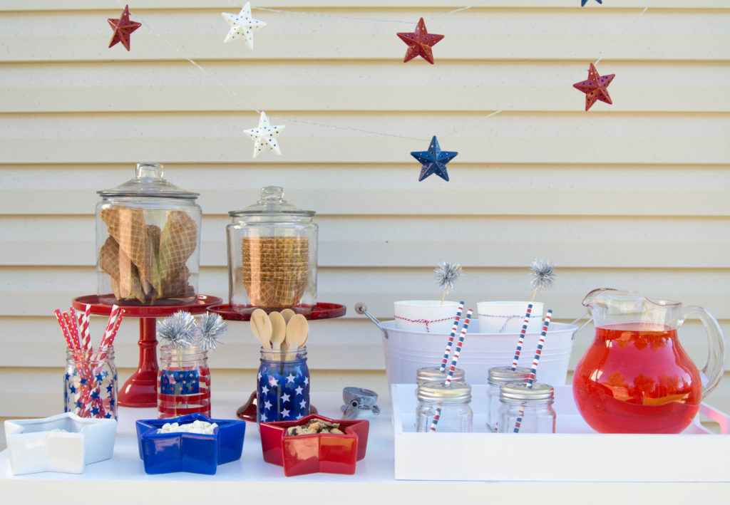 Set up a simple ice cream bar for 4th of July