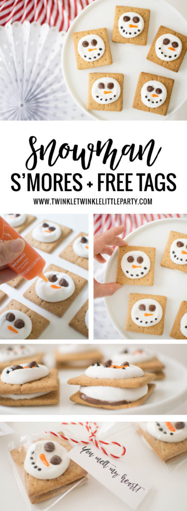 DIY Snowman S'mores Holiday Gift Idea and free tags