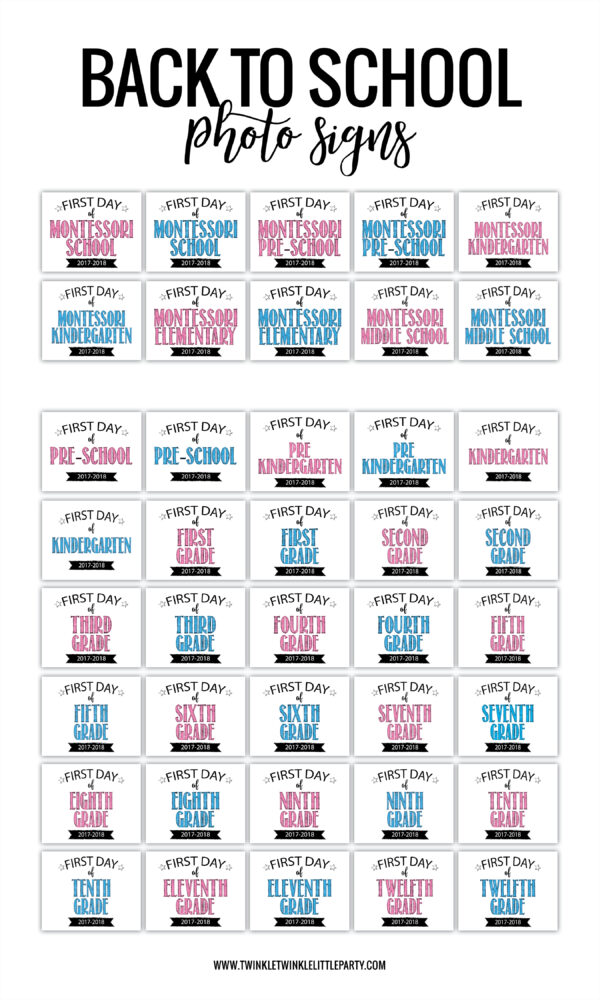 Free Back to School Photo Signs