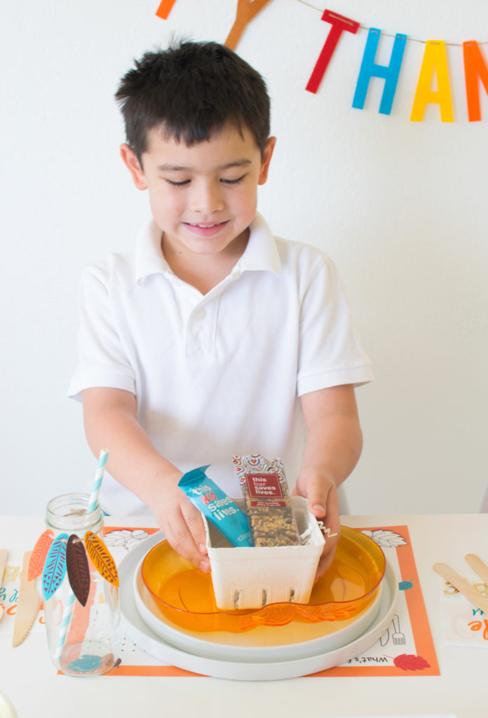 Kids Thanksgiving table and a bar that saves lives