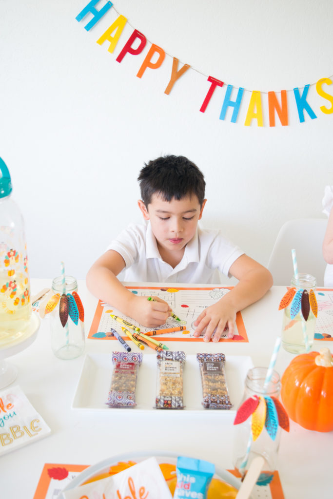 Kids Thanksgiving table and a bar that saves lives