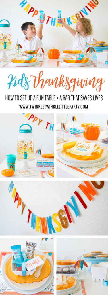 Kids Thanksgiving table and a bar that saves lives