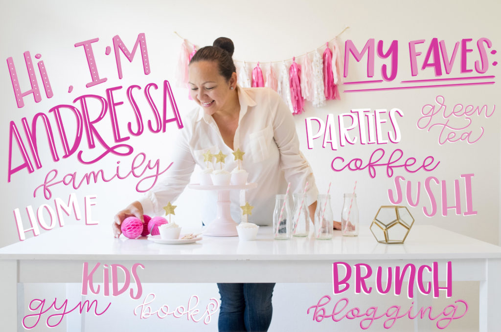 My lovely hand lettered “All About Me” blogger/influencer photo