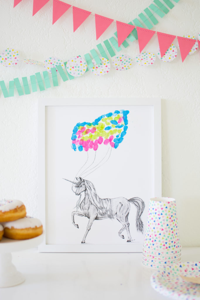 Hand drawn Unicorn Fingerprint Nursery Art Print
