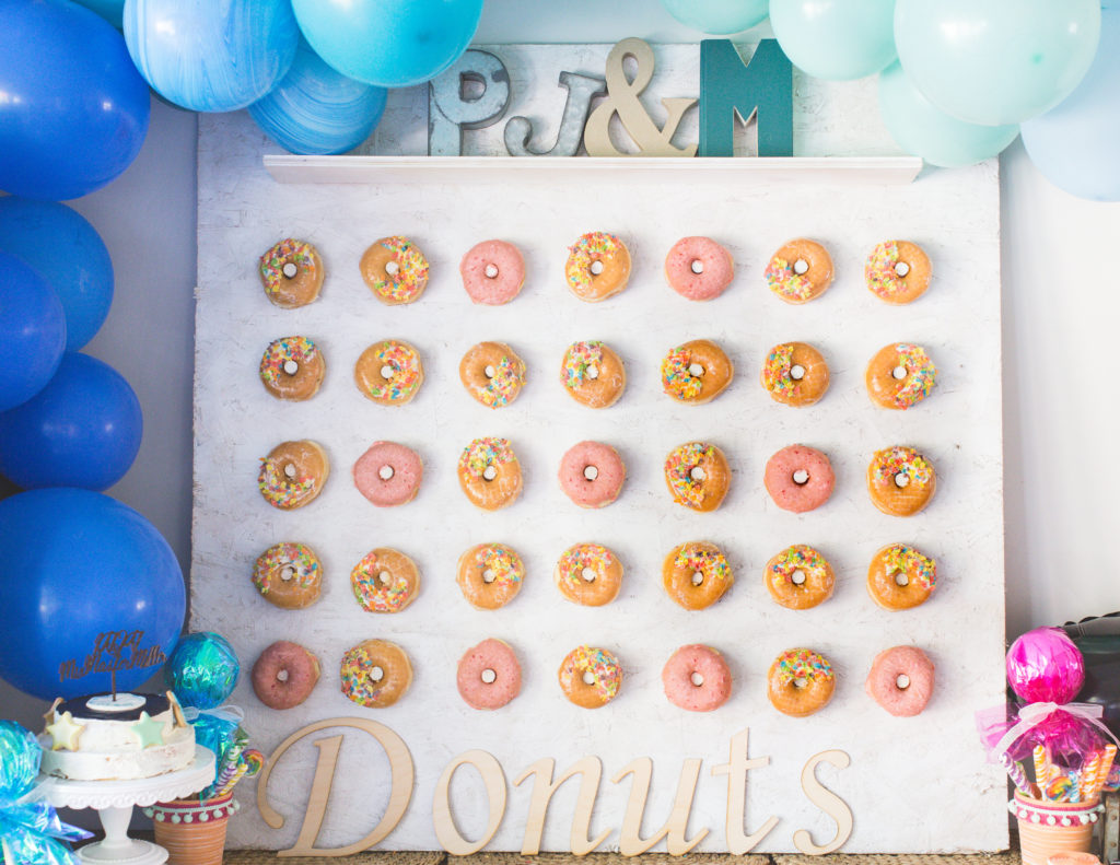 Donut Wall An adorable joint Music Festival Themed Party, a Lollipop-looza Birthday Bash 