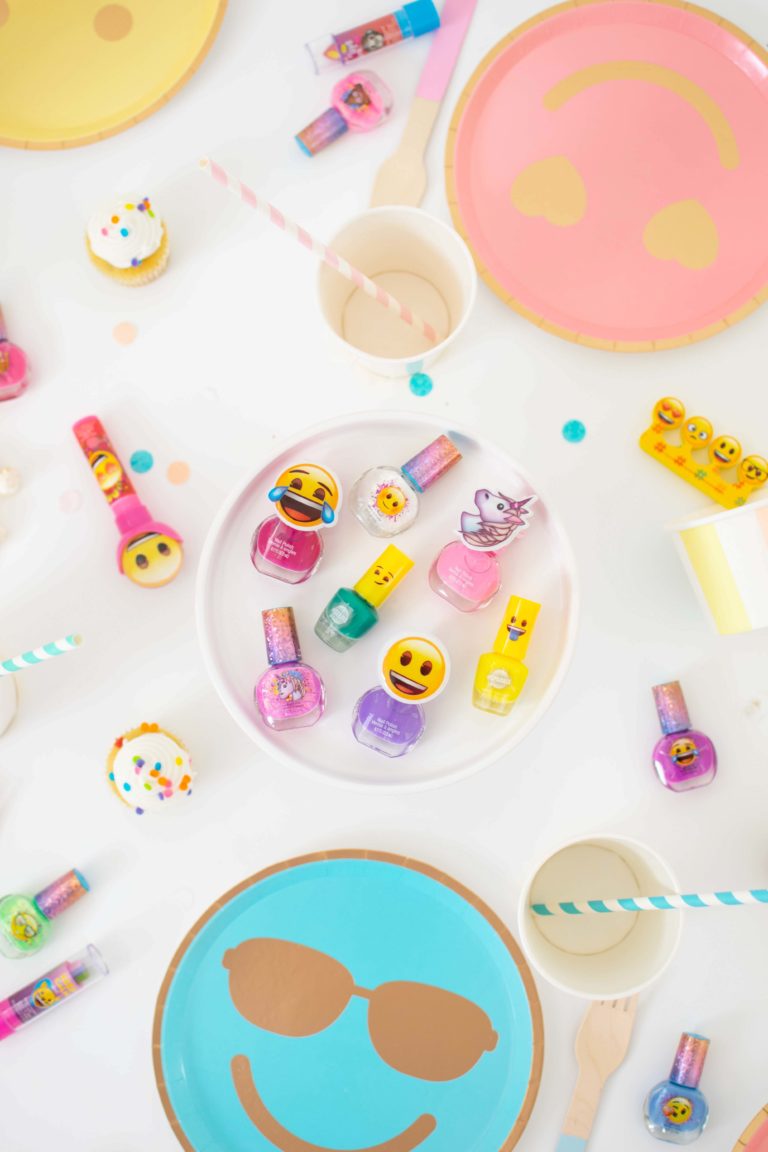 Throw a fun Emoji Spa Party with kid-friendly spa and beauty products