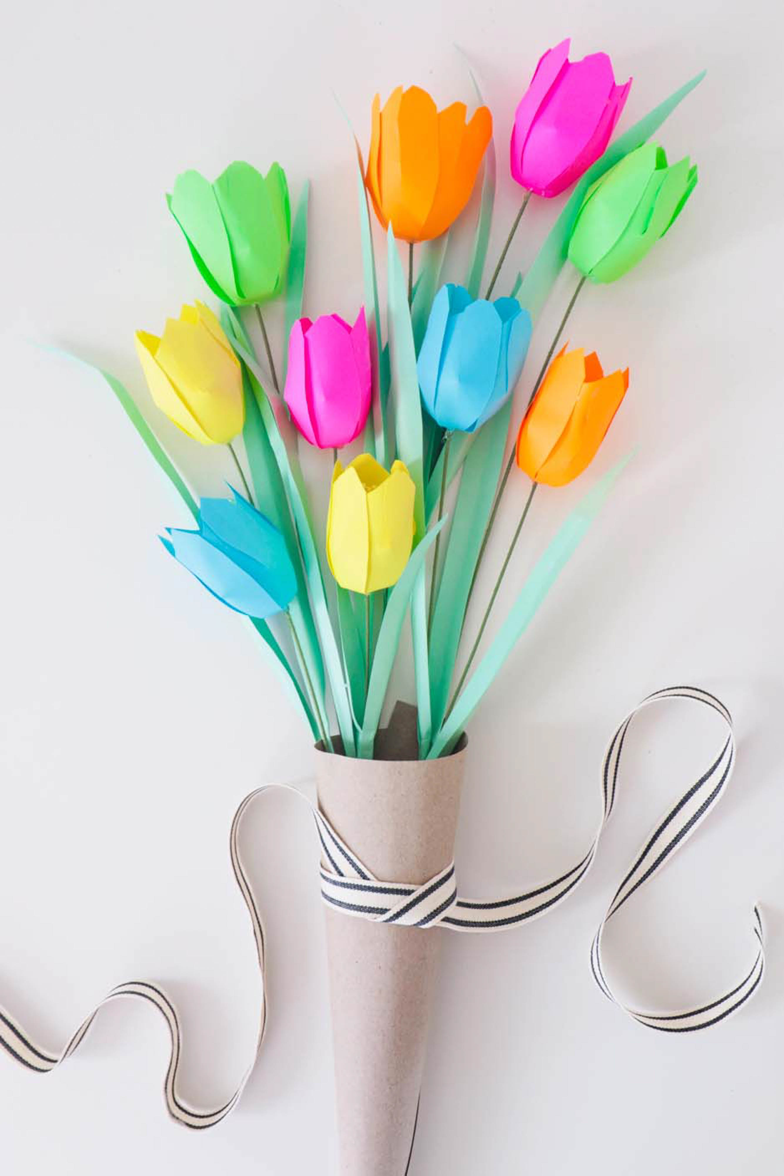 DIY Paper Tulips in vibrant colors For Mother’s Day using your cutting